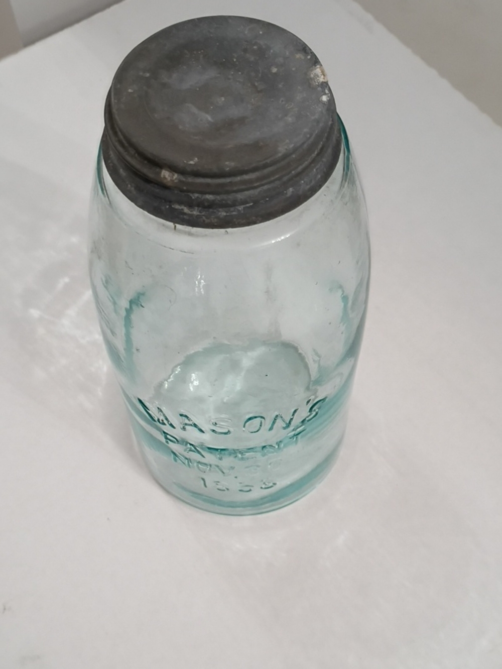 Mason Aqua-Tinted Glass Jar with Metal Screw Lid